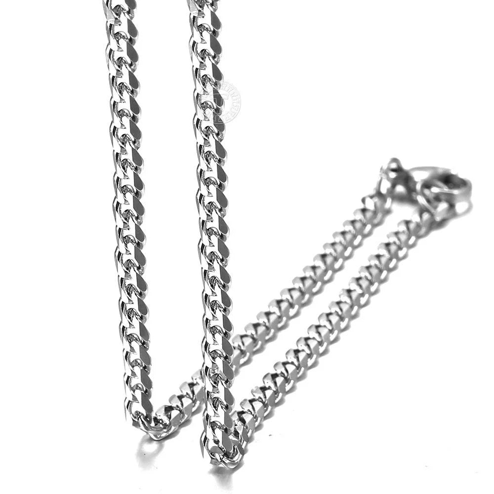 Men's Silver Tone Curb Cuban Necklace - Stainless Steel Chain, Available in 18-22 Inches