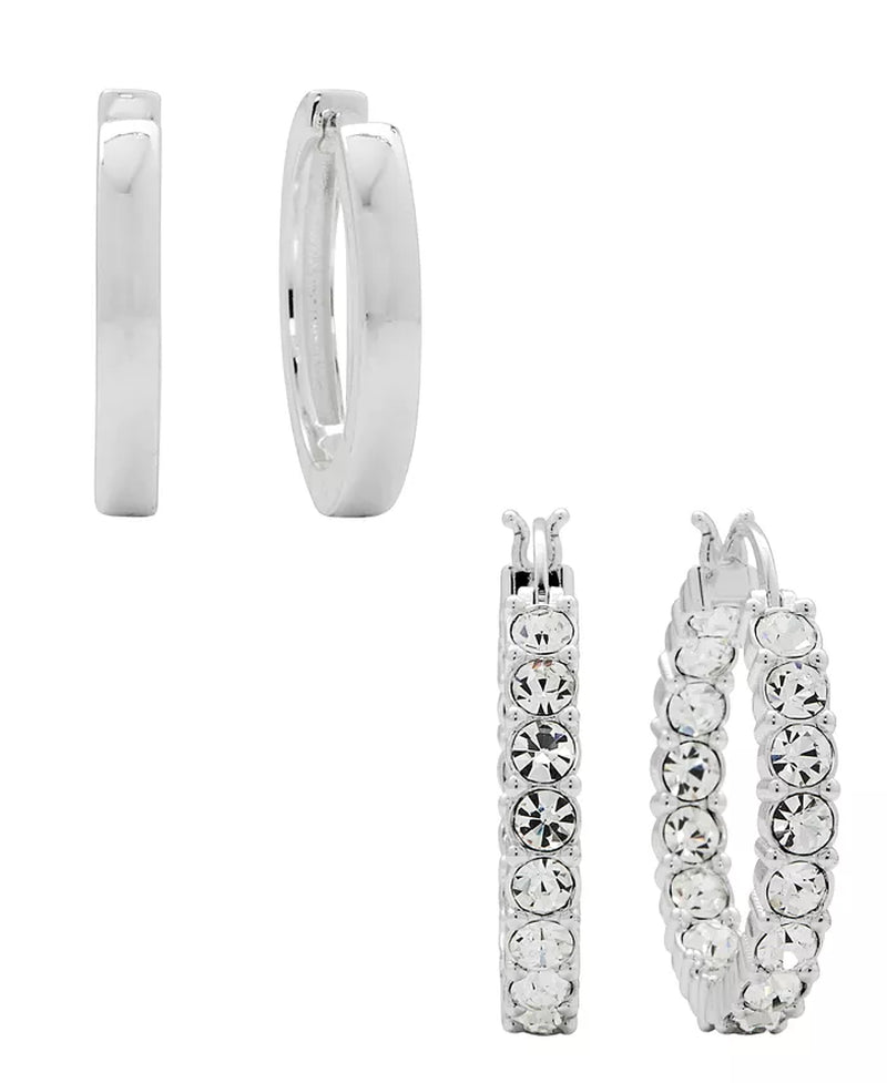 Women's Crystal Hoop Earring Set - 4 Pieces