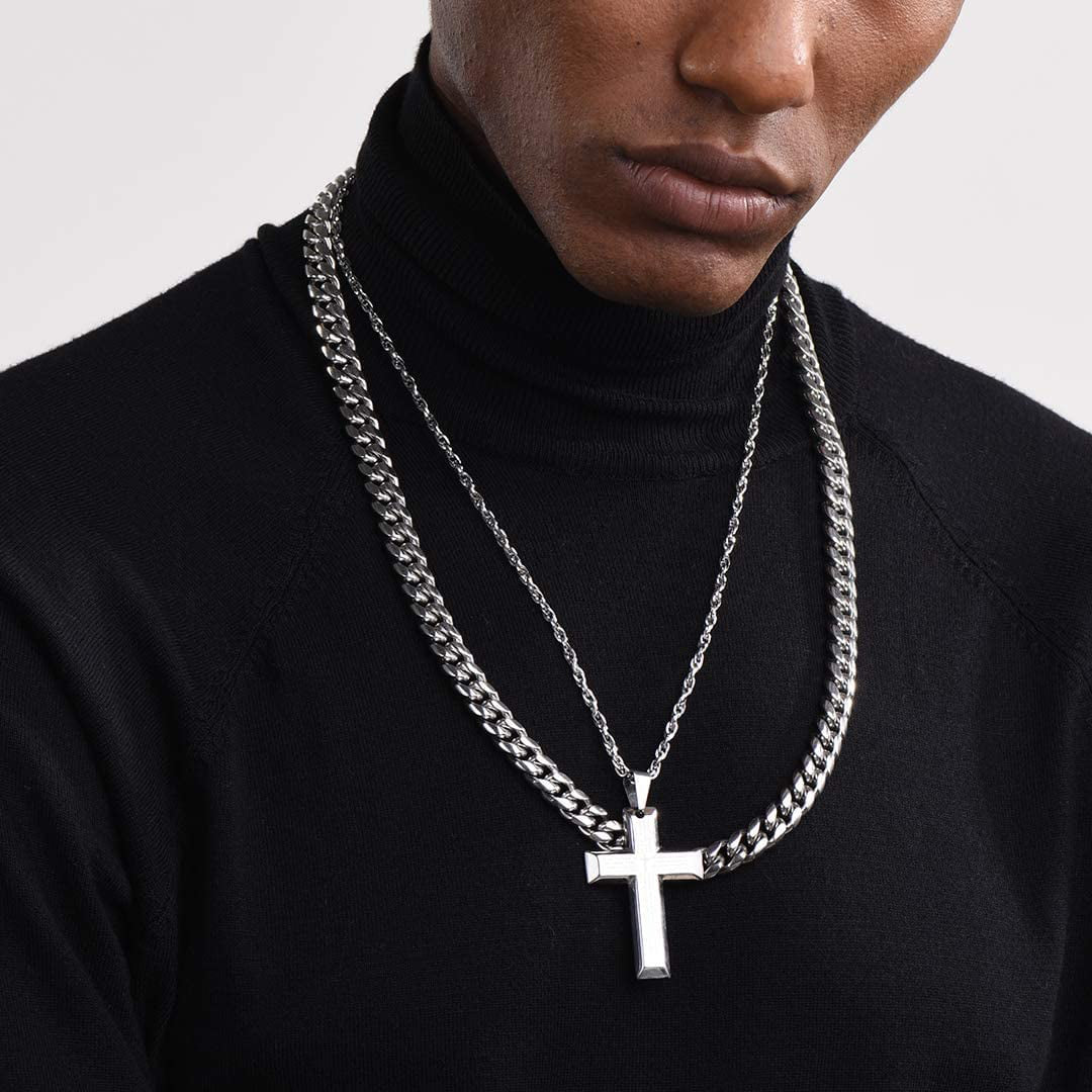 Neck Chains for Men Stainless Steel 22Inch 10MM Hip Hop Rappers Necklace Party Jewelry Mens Gifts for Dad