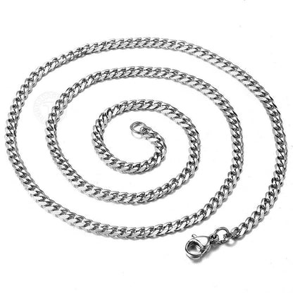 Men's Silver Tone Curb Cuban Necklace - Stainless Steel Chain, Available in 18-22 Inches