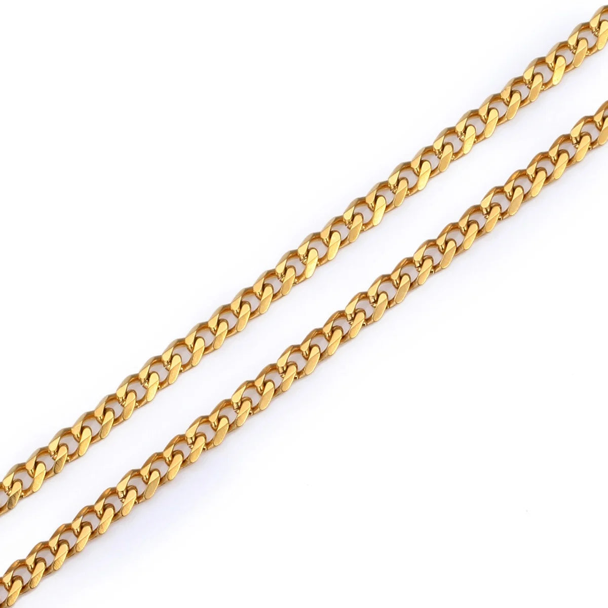 Stainless Steel 3mm Curb Cuban Link Chain Necklace in Gold, Available in 18 to 24 Inches