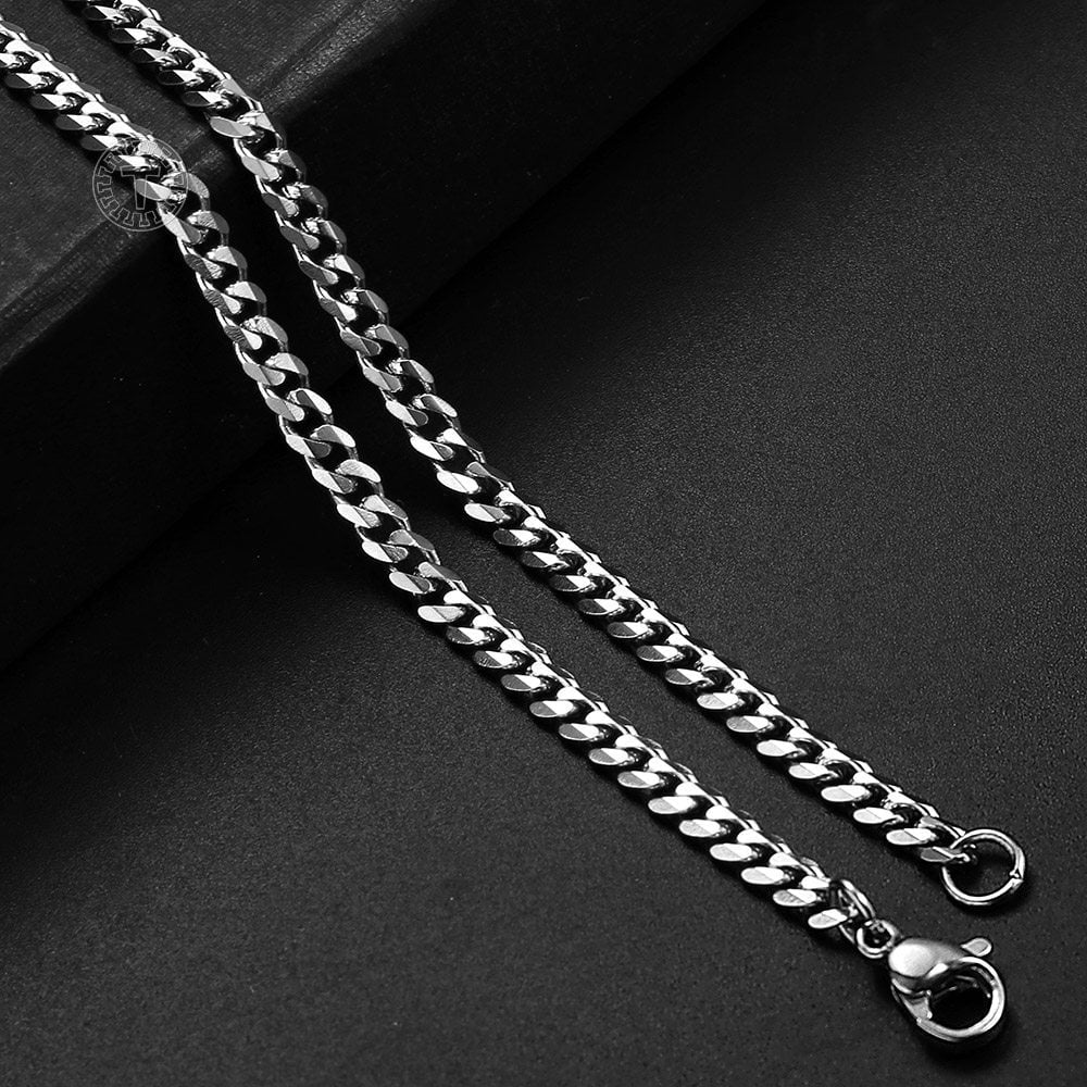 Men's Silver Tone Curb Cuban Necklace - Stainless Steel Chain, Available in 18-22 Inches