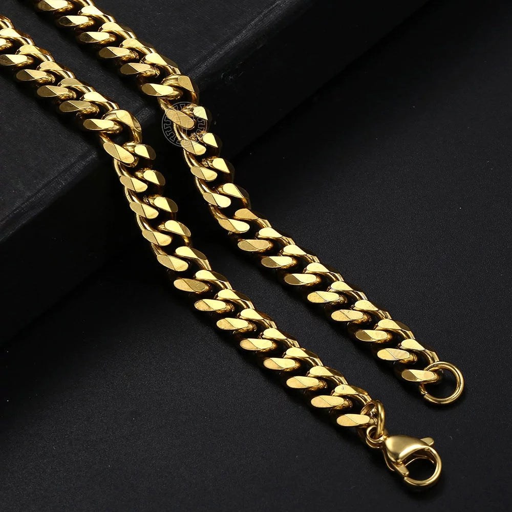 Men's Gold-Plated Stainless Steel Curb Cuban Necklace, 7mm, 18-28 Inches