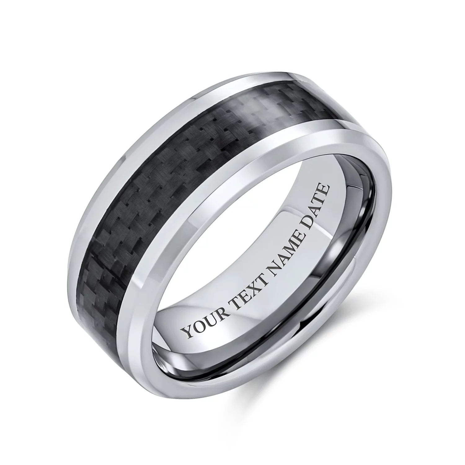 Men's and Women's Tungsten Wedding Band with Simulated Blue Opal Inlay for Couples