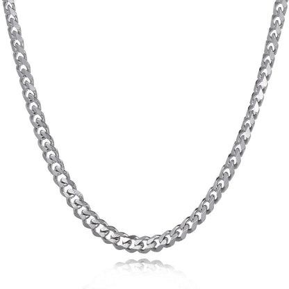 Men's Silver Tone Curb Cuban Necklace - Stainless Steel Chain, Available in 18-22 Inches