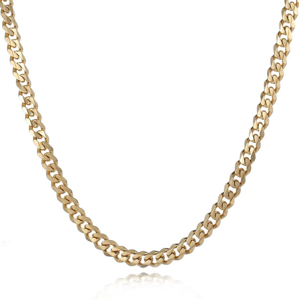 Men's Gold-Plated Stainless Steel Curb Cuban Necklace, 7mm, 18-28 Inches